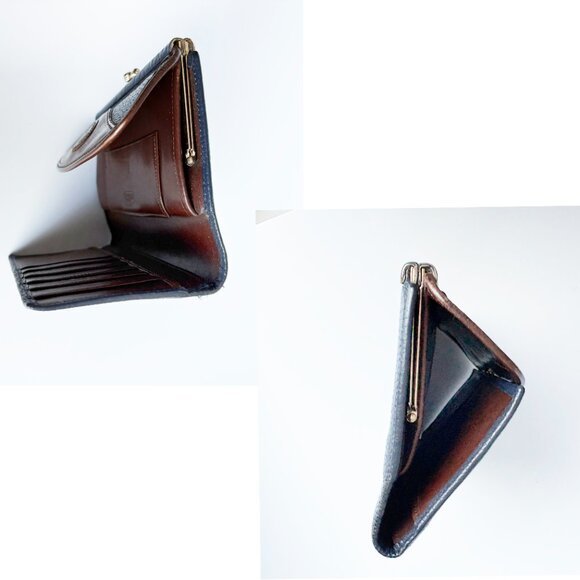 Dooney & Bourke Checkbook Wallet Blue AWL Brown Leather Trim Duck Kisslock - Picture 9 of 10